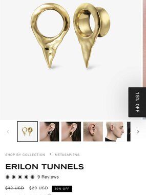 Ask & Embla Erilon Gold Ear Tunnels 12mm